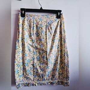 Old Navy Butter Yellow, Pink Blue Floral Pleated Midi Pencil Skirt